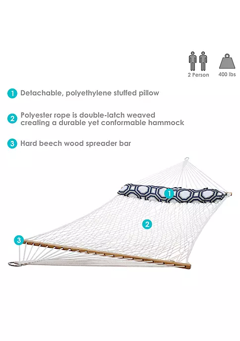 Promo ๐คฉ Large Polyester Rope Hammock with Spreader Bar and Pillow - White by Sunnydaze Decor โญ 6 Promo ๐คฉ Large Polyester Rope Hammock with Spreader Bar and Pillow - White by Sunnydaze Decor โญ - Image 4