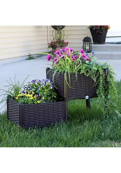 Best Sale 🛒 Polypropylene Wicker Self-Watering Raised Bed - Brown - Set of 2 by Sunnydaze Decor 🎁