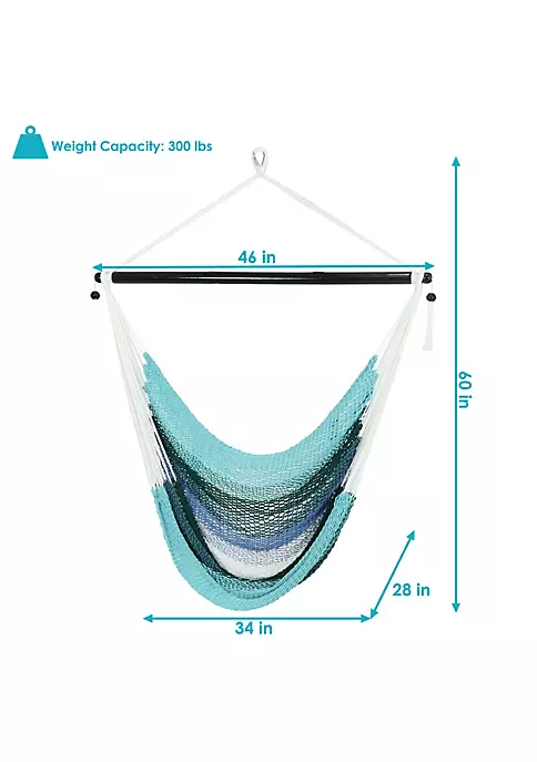 Wholesale ๐ Polyester Rope Hammock Chair with Cushions - Lagoon Stripes by Sunnydaze Decor ๐งจ 6 Wholesale ๐ Polyester Rope Hammock Chair with Cushions - Lagoon Stripes by Sunnydaze Decor ๐งจ - Image 4