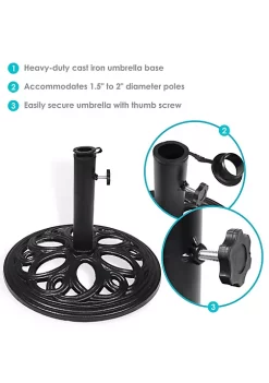 Best reviews of ⭐ 18 in Decorative Cast Iron Round Patio Umbrella Base - Black by Sunnydaze Decor 👏 -Sunnydaze Decor Shop Belk 3516