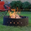 New ⌛ 36 in Diamond Cut-Out Steel Wood Burning Fire Pit Ring with Poker by Sunnydaze Decor 🥰 -Sunnydaze Decor Shop Belk 3531