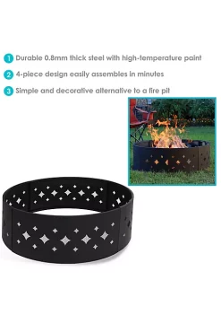 New ⌛ 36 in Diamond Cut-Out Steel Wood Burning Fire Pit Ring with Poker by Sunnydaze Decor 🥰 -Sunnydaze Decor Shop Belk 3534