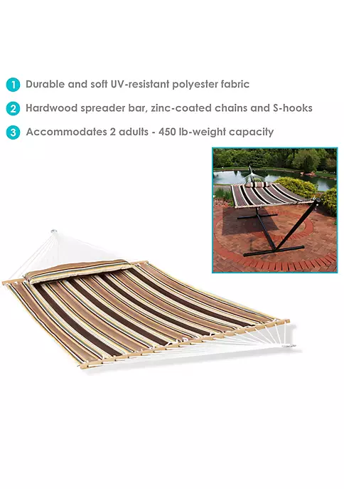 Deals 🎁 2-Person Quilted Fabric Hammock with Spreader Bars - Sandy Beach by Sunnydaze Decor 😀 6 Deals 🎁 2-Person Quilted Fabric Hammock with Spreader Bars - Sandy Beach by Sunnydaze Decor 😀 - Image 4