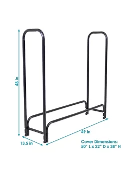 Coupon 🌟 4 ft Powder-Coated Steel Firewood Log Rack with Black Cover by Sunnydaze Decor 🎉 -Sunnydaze Decor Shop Belk 3575
