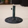 New 🛒 16 in Rose Blossom Cast Iron Round Patio Umbrella Base - Green by Sunnydaze Decor 🎁