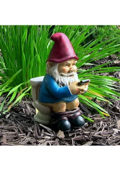 Promo 🌟 Cody Reading a Phone on the Throne Outdoor Garden Gnome - 9.5 in by Sunnydaze Decor 😀 -Sunnydaze Decor Shop Belk 358