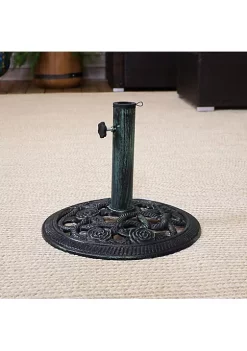 New 🛒 16 in Rose Blossom Cast Iron Round Patio Umbrella Base - Green by Sunnydaze Decor 🎁 -Sunnydaze Decor Shop Belk 3582