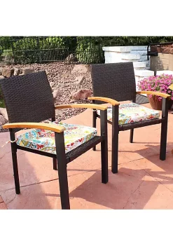 Best deal 🎉 Outdoor Square Seat Cushion - 17 in - Tropical Paisley - Set of 2 by Sunnydaze Decor 👏 -Sunnydaze Decor Shop Belk 3629