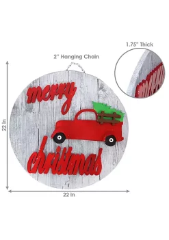 Top 10 ✨ Indoor/Outdoor Wooden Merry 🔔 Christmas Truck Hanging Sign - 22 in by Sunnydaze Decor 😉 -Sunnydaze Decor Shop Belk 3651