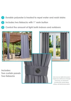 Coupon 😍 Outdoor Blackout Curtain Panel - Gray - 52 in x 108 in - Set of 2 by Sunnydaze Decor 🤩 -Sunnydaze Decor Shop Belk 3662