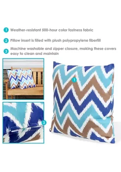 Promo 😀 Sunnydaze 2 Outdoor Decorative Throw Pillows - 17 x 17-Inch - Chevron Bliss by Sunnydaze Decor ❤️ -Sunnydaze Decor Shop Belk 3668