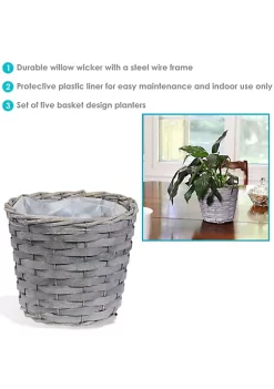 Flash Sale 😀 6.75 in Rattan Wicker Basket Planters with Lining - Set of 5 by Sunnydaze Decor ⌛ -Sunnydaze Decor Shop Belk 3680