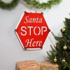 Budget ✔️ Indoor/Outdoor Metal ❄ Christmas Santa Stop Here Sign - 16 in by Sunnydaze Decor 🧨