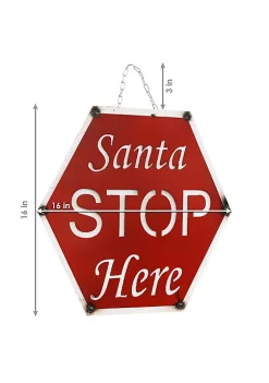 Budget ✔️ Indoor/Outdoor Metal ❄ Christmas Santa Stop Here Sign - 16 in by Sunnydaze Decor 🧨 -Sunnydaze Decor Shop Belk 3704