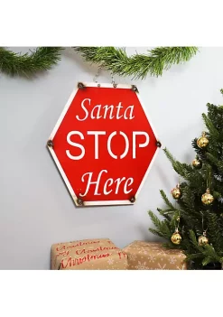 Budget ✔️ Indoor/Outdoor Metal ❄ Christmas Santa Stop Here Sign - 16 in by Sunnydaze Decor 🧨 -Sunnydaze Decor Shop Belk 3705