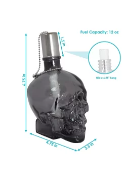 Best Pirce ⌛ Glass/Aluminum Grinning Skull Tabletop Torches - Black - Set of 2 by Sunnydaze Decor 🔥 -Sunnydaze Decor Shop Belk 3747