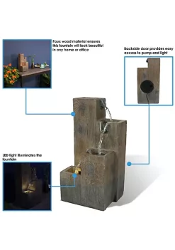 Budget 😍 Sunnydaze Faux Wooden Tiered Columns Tabletop Water Fountain with LED - 13-Inch by Sunnydaze Decor 👍 -Sunnydaze Decor Shop Belk 3763