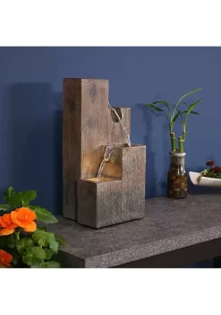 Budget 😍 Sunnydaze Faux Wooden Tiered Columns Tabletop Water Fountain with LED - 13-Inch by Sunnydaze Decor 👍 -Sunnydaze Decor Shop Belk 3765