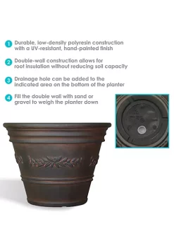 Outlet ❤️ 13 in Laurel Dual-Wall Polyresin Planter and UV-Resistance - Rust by Sunnydaze Decor ❤️ 11 Outlet ❤️ 13 in Laurel Dual-Wall Polyresin Planter and UV-Resistance - Rust by Sunnydaze Decor ❤️ -Sunnydaze Decor Shop Belk 3785