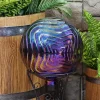 Best Sale 🧨 Blue, Purple and Gold Rippled Glass Gazing Globe - 10 in by Sunnydaze Decor 👏 -Sunnydaze Decor Shop Belk 3788