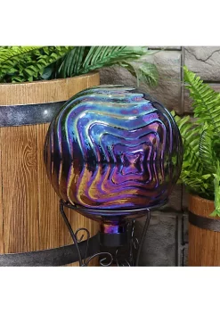 Best Sale 🧨 Blue, Purple and Gold Rippled Glass Gazing Globe - 10 in by Sunnydaze Decor 👏 -Sunnydaze Decor Shop Belk 3793