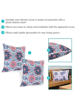 Brand new 🎁 Indoor/Outdoor Square Throw Pillow - 16 in - Red/Blue Floral by Sunnydaze Decor 😍 -Sunnydaze Decor Shop Belk 3802