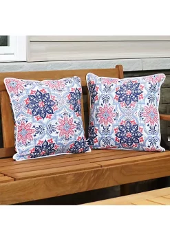 Brand new 🎁 Indoor/Outdoor Square Throw Pillow - 16 in - Red/Blue Floral by Sunnydaze Decor 😍 -Sunnydaze Decor Shop Belk 3804