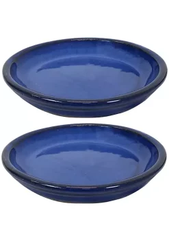 Flash Sale 🎉 7 in Glazed Ceramic Flower Pot/Plant Saucer - Blue - Set of 2 by Sunnydaze Decor ⌛ -Sunnydaze Decor Shop Belk 3818