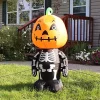 New 👏 Pumpkin Head Skeleton 💀 Halloween Inflatable Yard Decoration - 4 ft by Sunnydaze Decor 🤩