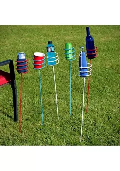 Outlet 😀 32 in Steel Drink Holder Stakes - Red/White/Blue - Set of 6 by Sunnydaze Decor ⌛ -Sunnydaze Decor Shop Belk 3861