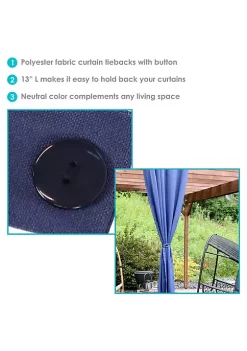 Coupon ✨ Indoor/Outdoor Spun Polyester Curtain Tiebacks - Blue - Set of 4 by Sunnydaze Decor 😉 -Sunnydaze Decor Shop Belk 3892