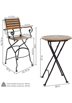Discount 🔥 Deluxe Chestnut 5-Piece Folding Patio Bar-Height Table and Chairs by Sunnydaze Decor 🔔 -Sunnydaze Decor Shop Belk 3924