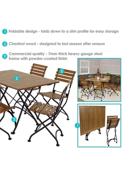 Discount 😉 Essential European Chestnut 7-Piece Folding Patio Dining Set by Sunnydaze Decor 🥰 -Sunnydaze Decor Shop Belk 3929