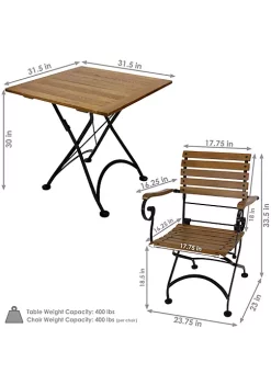 Budget 🎉 Deluxe European Chestnut 5-Piece Folding Patio Bistro Dining Set by Sunnydaze Decor ⭐ -Sunnydaze Decor Shop Belk 3936