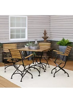 Budget 🎉 Deluxe European Chestnut 5-Piece Folding Patio Bistro Dining Set by Sunnydaze Decor ⭐ -Sunnydaze Decor Shop Belk 3937