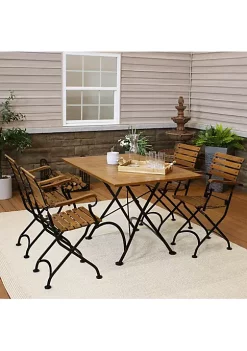 Wholesale 🛒 Essential European Chestnut 5-Piece Folding Patio Dining Set by Sunnydaze Decor ❤️