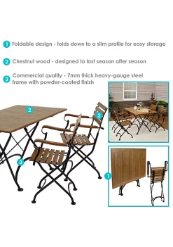 Wholesale 🛒 Essential European Chestnut 5-Piece Folding Patio Dining Set by Sunnydaze Decor ❤️ -Sunnydaze Decor Shop Belk 3941