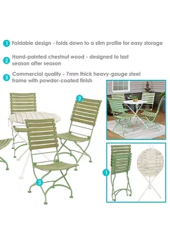 Outlet ✨ Cafe Couleur Chestnut Wood 5-Piece Folding Bistro Set - Green by Sunnydaze Decor 🛒 -Sunnydaze Decor Shop Belk 3947