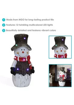 New 🛒 Rustic Twinkling Snowman Indoor LED Statue - 14.25 in by Sunnydaze Decor ⌛ -Sunnydaze Decor Shop Belk 395