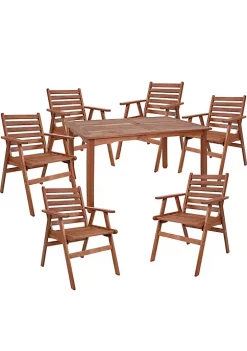Best reviews of 🎁 Meranti Wood 7-Piece Patio 5 ft Dining Table and Chairs Set by Sunnydaze Decor 😀 -Sunnydaze Decor Shop Belk 3951