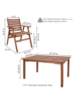 Best reviews of 🎁 Meranti Wood 7-Piece Patio 5 ft Dining Table and Chairs Set by Sunnydaze Decor 😀 -Sunnydaze Decor Shop Belk 3953