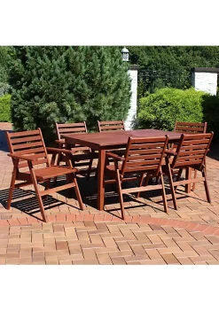 Best reviews of 🎁 Meranti Wood 7-Piece Patio 5 ft Dining Table and Chairs Set by Sunnydaze Decor 😀 -Sunnydaze Decor Shop Belk 3954