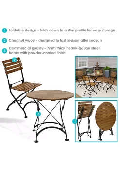 Promo 🎁 European Chestnut 5-Piece Folding Patio Bistro Dining Set by Sunnydaze Decor 🔔 -Sunnydaze Decor Shop Belk 3958