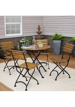 Promo 🎁 European Chestnut 5-Piece Folding Patio Bistro Dining Set by Sunnydaze Decor 🔔 -Sunnydaze Decor Shop Belk 3960