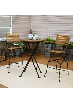 Top 10 ✔️ Deluxe Chestnut 3-Piece Folding Patio Bar-Height Table and Chairs by Sunnydaze Decor 💯