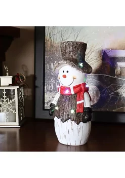 New 🛒 Rustic Twinkling Snowman Indoor LED Statue - 14.25 in by Sunnydaze Decor ⌛ -Sunnydaze Decor Shop Belk 397