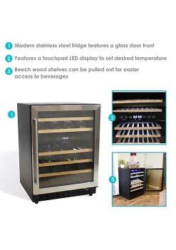 Cheapest 🔥 Sunnydaze Stainless Steel Beverage Refrigerator with Wooden Shelves - 46-Bottle Capacity by Sunnydaze Decor 🎉 -Sunnydaze Decor Shop Belk 3970