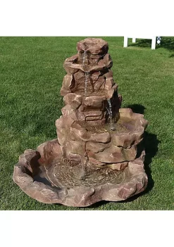 Discount ๐ Lighted Stone Springs Waterfall Fountain with LED Lights - 42 in by Sunnydaze Decor โญ