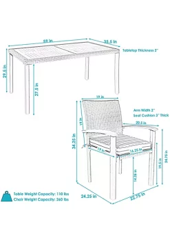 Coupon 💯 Carlow Resin Wicker 7-Piece Patio Dining Set - Brown/Blue Stripe by Sunnydaze Decor 🛒 -Sunnydaze Decor Shop Belk 4006