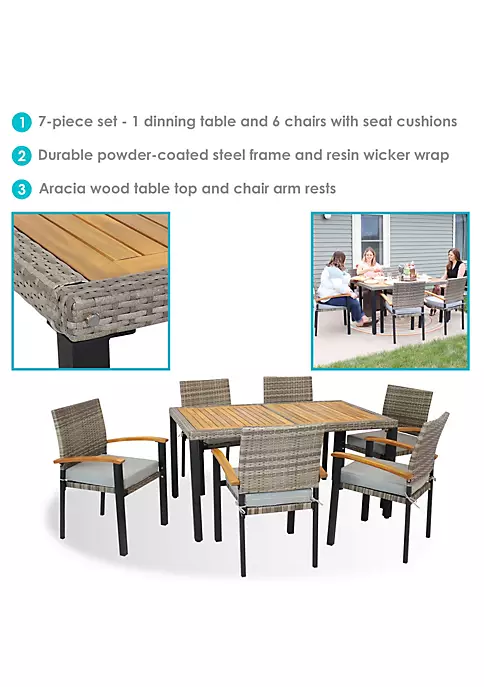 Top 10 😉 Carlow Resin Wicker 7-Piece Patio Dining Set - Gray/Stone Gray by Sunnydaze Decor 👍 6 Top 10 😉 Carlow Resin Wicker 7-Piece Patio Dining Set - Gray/Stone Gray by Sunnydaze Decor 👍 - Image 4